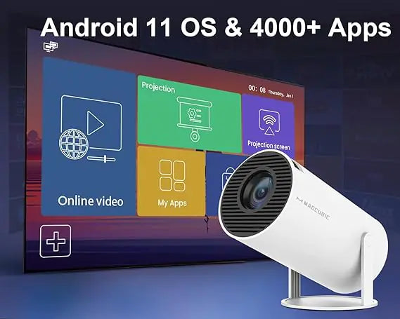 LumoGo X1 – Mini 4K Projector with Android 11, WiFi6 & BT5.0 | Auto Correction, 180° Rotation, Outdoor Theater Experience